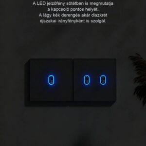 Obsidia ultravékony edzett üveg billenőkapcsoló és dugalj család – fekete, LED jelzőfénnyel