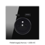 Földelt dugalj (francia) + USB-A/C