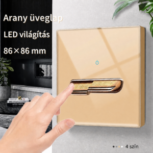 Vitralux edzett üveg fali kapcsoló és dugalj család – arany, LED jelzőfénnyel