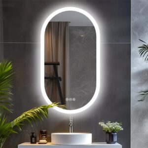 Ovális okos LED fürdőszobatükör, érintős, 3 színhőmérséklet, páramentes, 80×50 cm